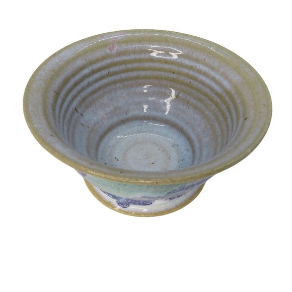 Vintage Handcrafted Signed Art Pottery Stoneware Bowl Multicolor Pastels Glazed - Picture 3 of 12